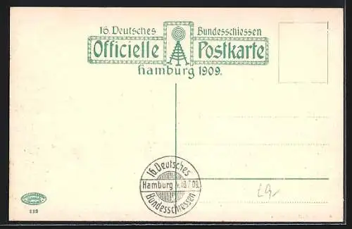 AK Hamburg, 16. Deutsches Bundesschiessen 1909, Konditorei und Café Alsterpavillon