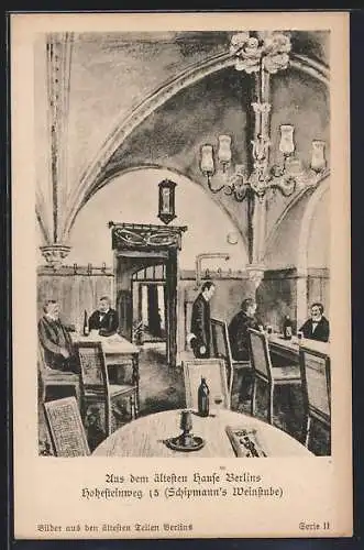 AK Berlin, Gasthaus Schipmann`s Weinstube im ältesten Haus der Stadt, Hohesteinweg 15, Innenansicht