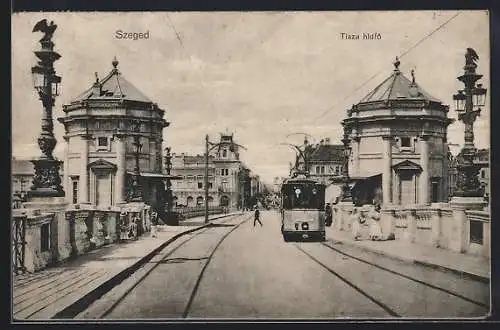 AK Szeged, Tisza-hidfö, Strassenbahn