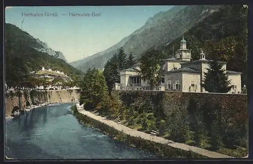 AK Herkules-Bad, Gebäude am Fluss