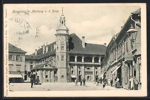 AK Marburg a. d. Drau, Burgplatz im Sonnenschein