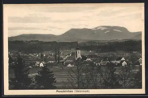 AK Mooskirchen, Totalansicht mit Kirchturm