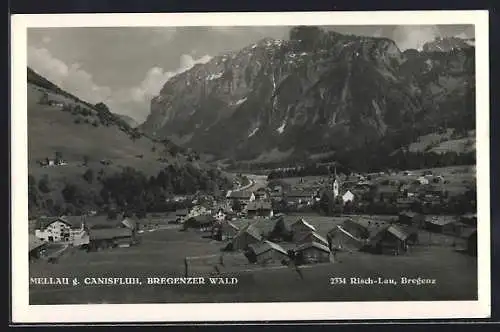 AK Mellau i. Breg. Wald, Ortsansicht g. Canisfluh