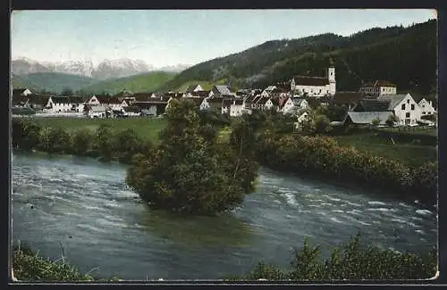 AK St. Michael in Obersteiermark, Blick über den Fluss auf den Ort