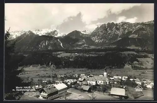 AK Haus, Ortsansicht mit Dachsteingruppe