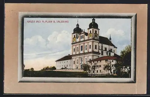 AK Maria Plain b. Salzburg, Wallfahrtskirche im Passepartout