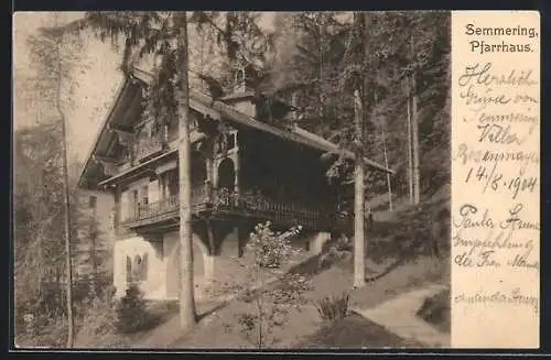 AK Semmering, Pfarrhaus am bewaldeten Hang