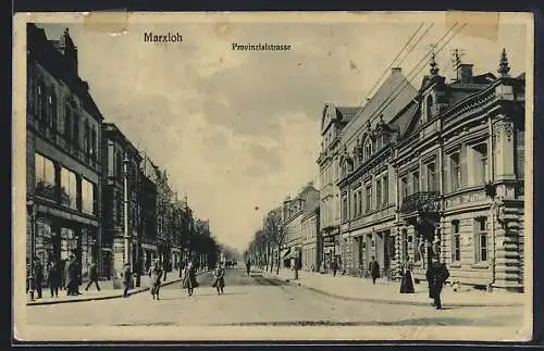 AK Marxloh, Provinzialstrasse mit Litfasssäule