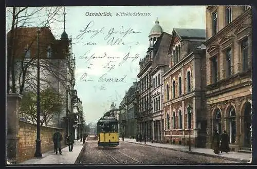 AK Osnabrück, Wittekindstrasse mit Strassenbahn