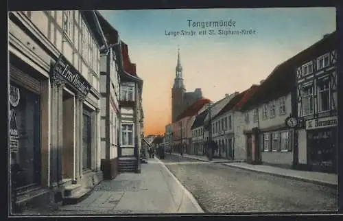 AK Tangermünde, Lange-Strasse mit St. Stephans-Kirche