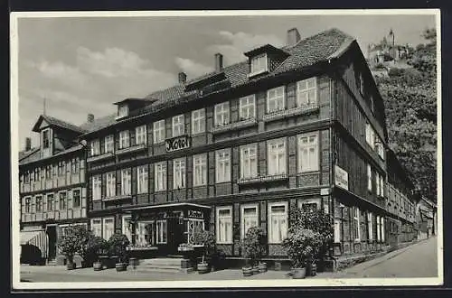 AK Wernigerode, Hotel Deutsches Haus, Burgstrasse 19, Hauptfassade