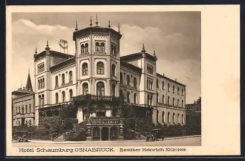 AK Osnabrück, Hotel Schaumburg v. Heinrich Klünker