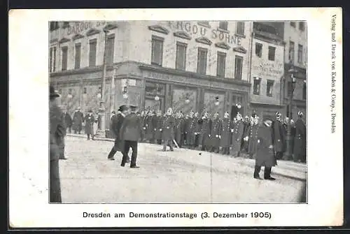 AK Dresden, Demonstration gegen das Dreiklassenwahlrecht auf dem Altmarkt 1905, Arbeiterbewegung