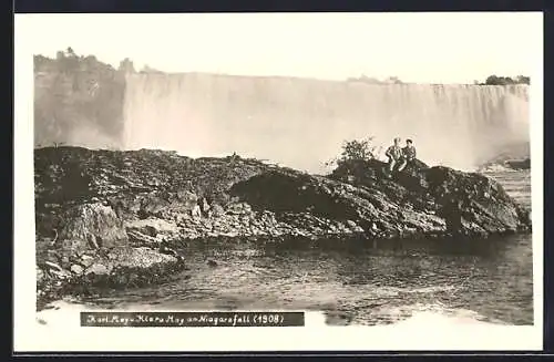 AK Karl und Klara May am Niagarafall 1908