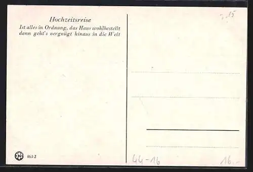 Künstler-AK Hochzeitsreise - Käthe Kruse-Puppen mit Gepäck im Aufbruch