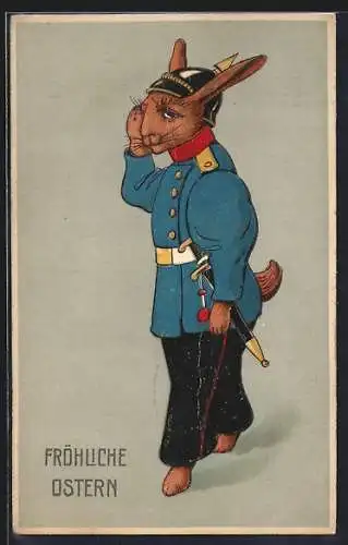 Künstler-AK Osterhase in Uniform