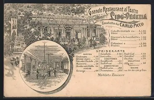 Lithographie Venezia, Grande Restaurant al Teatro Lido-Venezia, Condotta da Carlo Picco