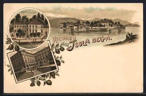 Lithographie Isola Bella, Hotel du Dauphin, Palazzo Borromeo