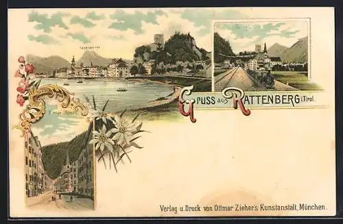 Lithographie Rattenberg, Kaisergebirge, Biener Strasse, Tunnel