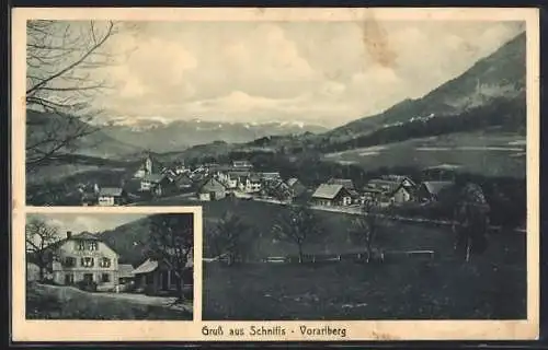 AK Schnifis /Vorarlberg, Gasthaus Jagberg mit Totalansicht