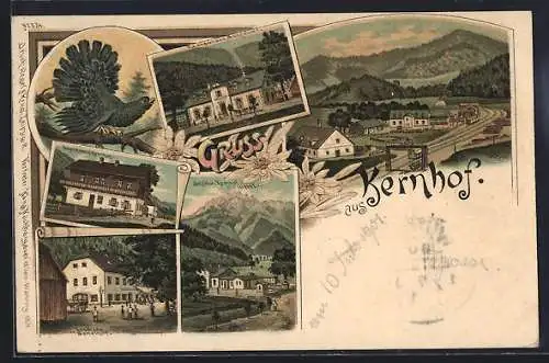 Lithographie Kernhof, Restaurant Schreiner, Dependance, Station