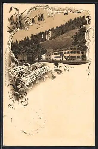 Lithographie Erl bei Kufstein, Gruss aus Schwaigen