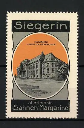 Reklamemarke Hamburg, allerfeinste Sahnen-Margarine, Museum für Völkerkunde