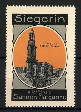 Reklamemarke Hamburg, allerfeinste Sahnen-Margarine, Michaeliskirche