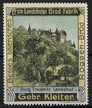 Reklamemarke Landshut, Erste Landshuter Brod-Fabrik, Burg Trausnitz