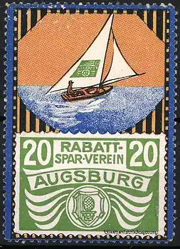 Reklamemarke Augsburg, Rabatt-Spar-Verein, Segelboot