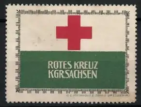 Reklamemarke Kgr. Sachsen, Rotes Kreuz Königreich Sachsen, rotes Kreuz-Symbol