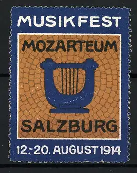 Reklamemarke Salzburg, Musikfest Mozarteum 1914, Lyra-Symbol