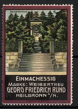 Reklamemarke Heilbronn, Einmachessig Weibertreu, Kernerdenkmal