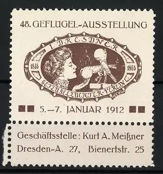 Reklamemarke Dresden, 48. Geflügel-Ausstellung 1912, Geflügelzüchter-Verein-Emblem