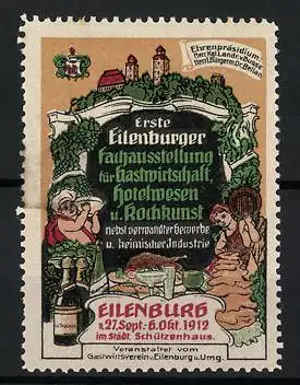 Reklamemarke Eilenburg, Erste Fachausstellung 1912, Gastwirtschaft & Kochkunst