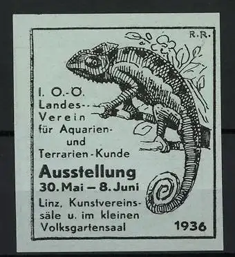 Reklamemarke Linz, Ausstellung für Aquarien- und Terrarien-Kunde 1936, Chamäleon