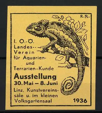 Reklamemarke Linz, Ausstellung I.O.O. Landes-Verein 1936, Chamäleon