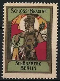 Reklamemarke Berlin, Schloss-Brauerei Schöneberg, Krieger mit Helm