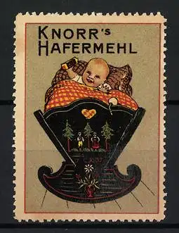 Reklamemarke Knorr`s Hafermehl, Baby in Wiege