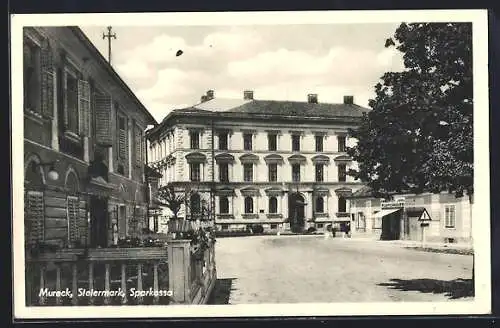 AK Mureck /Steiermark, Sparkasse und Metzgerei Friedrich Jahl