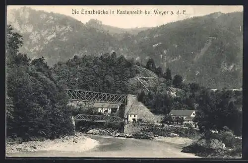 AK Weyer /O.-Oe., Partie an der Eisenbahnbrücke Kastenreith