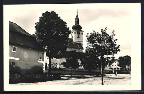 AK Klencí pod Cerchovem, Kostel, Blick auf Kirchturm