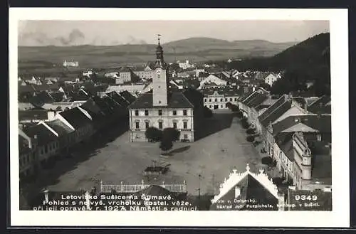 AK Susice na Sumave, Ortsansicht mit Kirche