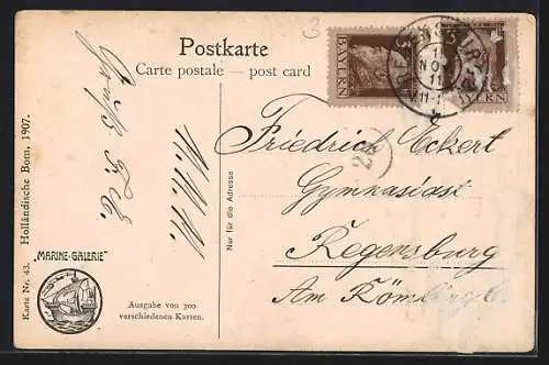 Künstler-AK Christopher Rave: Holländische Bom in Fahrt, 1907