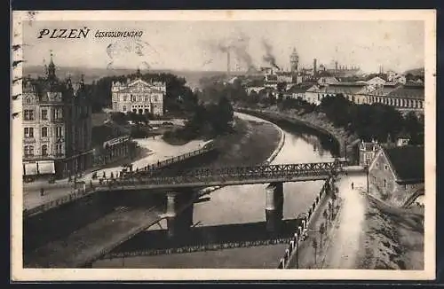 AK Plzen, Blick auf Brücke