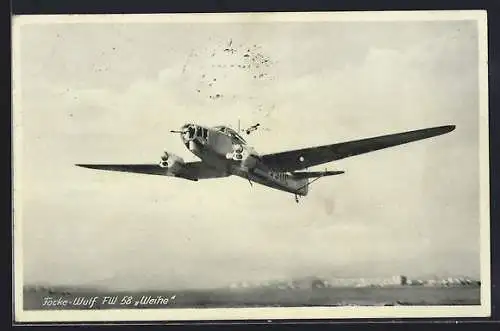 AK Flugzeug Focke-Wulf FW 58 Weihe