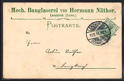 AK Lenzkirch /Baden, Mech. Bauglaserei von Hermann Näther