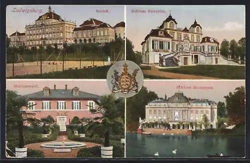 AK Ludwigsburg / Württ., Schloss Favorite, Marienwahl und Schloss Monrepos