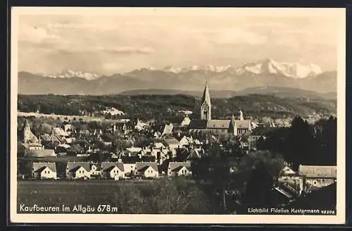 AK Kaufbeuren im Allgäu, Teilansicht mit Kirche