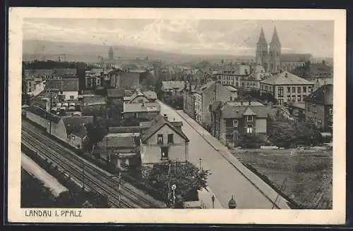 AK Landau i. Pfalz, Strassenpartie und Bahngleise